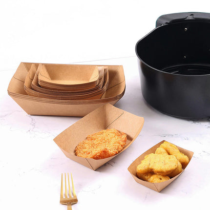 Paper Food Trays -Disposable Food Boats, Kraft Food Holders