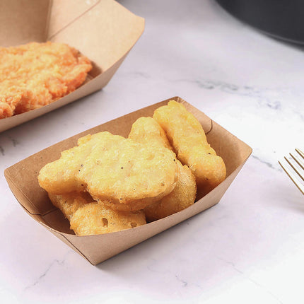 Paper Food Trays -Disposable Food Boats, Kraft Food Holders