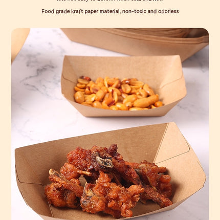 Paper Food Trays -Disposable Food Boats, Kraft Food Holders