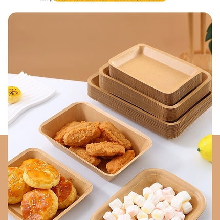 Paper Food Boats, Kraft Food Tray, Disposable Brown Paperboard Serving Basket