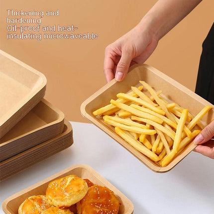 Paper Food Boats, Kraft Food Tray, Disposable Brown Paperboard Serving Basket