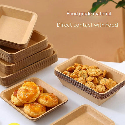 Paper Food Boats, Kraft Food Tray, Disposable Brown Paperboard Serving Basket