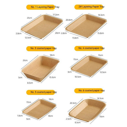 Paper Food Boats, Kraft Food Tray, Disposable Brown Paperboard Serving Basket