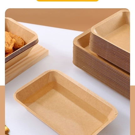 Paper Food Boats, Kraft Food Tray, Disposable Brown Paperboard Serving Basket