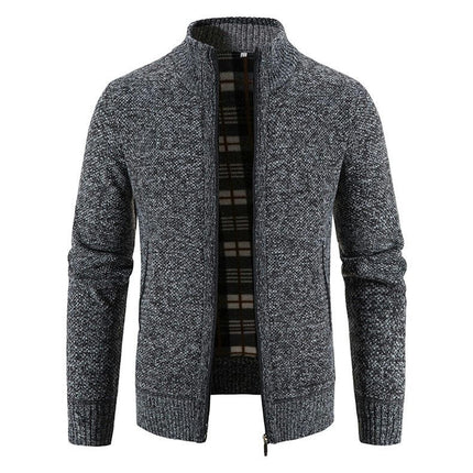 Men's Shawl Collar Cardigans Slim Fit Button Cable Knit Sweater With Pockets