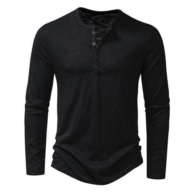 Mens Long Sleeve T Shirt Cotton Henley Shirts Casual Fashion T Shirts