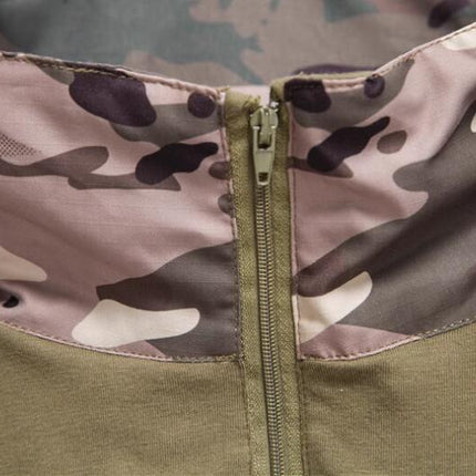 Men's 1/4 Zip Tactical Long Sleeve Shirt Military Style Combat Shirt with Pockets Hooded