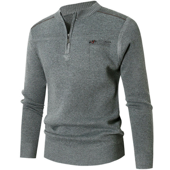 Mens Slim Fit Casual Jumpers Quarter Zip Long Sleeve Pullover Half Zip Neck Sweaters Top