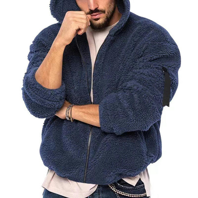 Mens Fuzzy Sherpa Hoodie Pullover Sweatshirts Loose Cozy Pocket Long Sleeve Winter Hooded Outwear