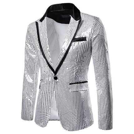 Sequin Blazer Metallic Suit Disco Prom Shiny Jacket Wedding Party Banquet Fashion Tuxedo for Mens Adult