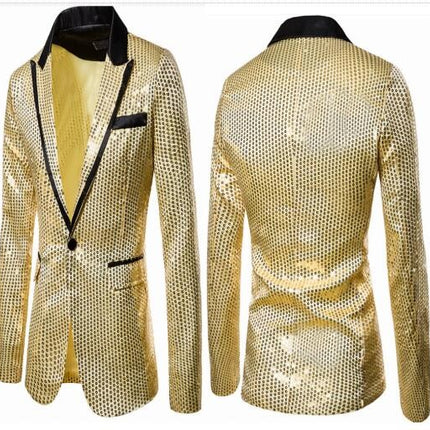 Sequin Blazer Metallic Suit Disco Prom Shiny Jacket Wedding Party Banquet Fashion Tuxedo for Mens Adult