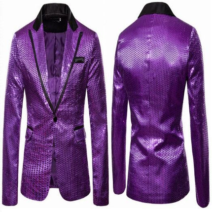 Sequin Blazer Metallic Suit Disco Prom Shiny Jacket Wedding Party Banquet Fashion Tuxedo for Mens Adult