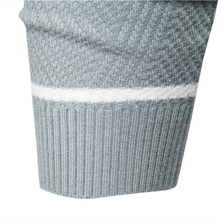 Mens Long Sleeve Cable Knit Sweater Pullover Colorblocked Casual Tops Crewneck Sweater