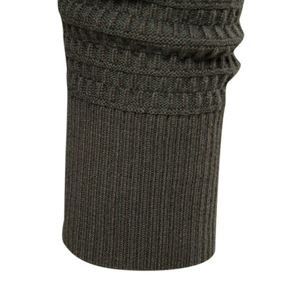 Mens Long Sleeve Stand Collar Cardigan Sweaters Button Down Cable Knitted Sweater