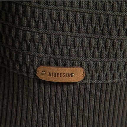 Mens Long Sleeve Stand Collar Cardigan Sweaters Button Down Cable Knitted Sweater