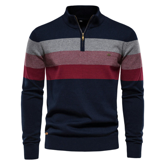 Men's Casual Winter Warm Sweater Long Sleeve 1/4 Zip Jumper Turtleneck Knitted Pullover Sweater for Work