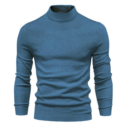 Men's Knitted Soft Ski Casual Knitted Pullover Mid Neck - Thickened Warm Slim Fit Sweater Shirt