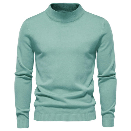Men's Knitted Soft Ski Casual Knitted Pullover Mid Neck - Thickened Warm Slim Fit Sweater Shirt