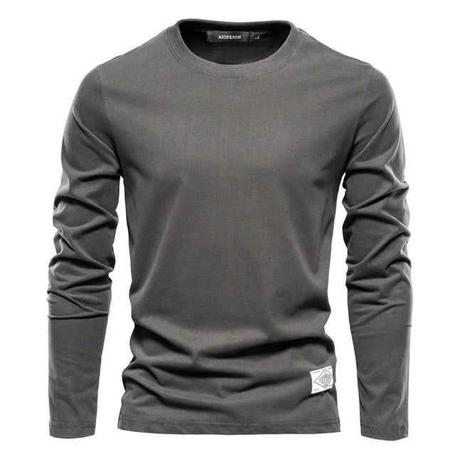 Men's Long Sleeve Soft Casual Sports T-Shirt - Cotton Round Neck Men's Bottom Top