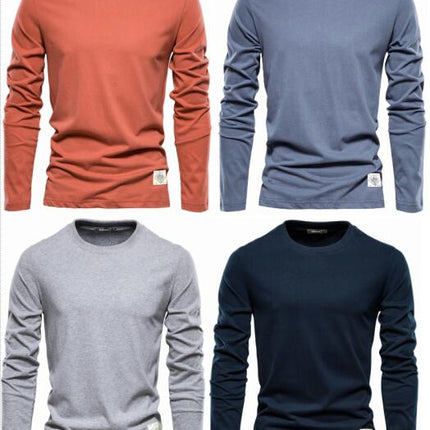 Men's Long Sleeve Soft Casual Sports T-Shirt - Cotton Round Neck Men's Bottom Top