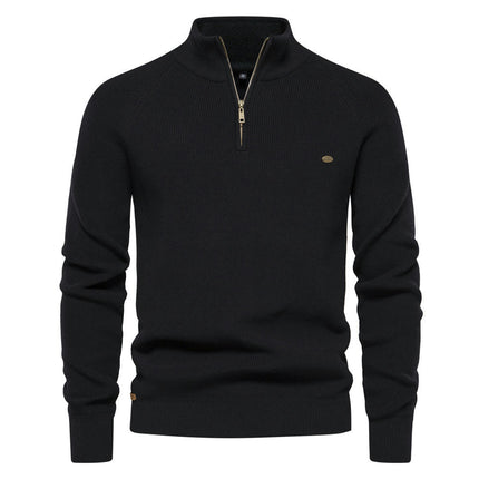 Men's Jumpers 1/4 Zip Tops Winter Warm Knit Neck Jumper Long Sleeve Soft Cozy Pullover Sweaters