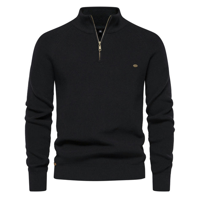 Men's Jumpers 1/4 Zip Tops Winter Warm Knit Neck Jumper Long Sleeve Soft Cozy Pullover Sweaters