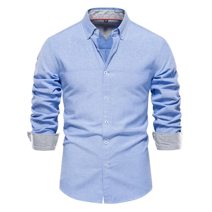 Men's Long Sleeve Dress Shirt Solid Color Slim Casual Business Formal Button Down Shirt