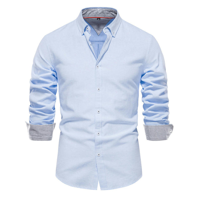 Men's Long Sleeve Dress Shirt Solid Color Slim Casual Business Formal Button Down Shirt