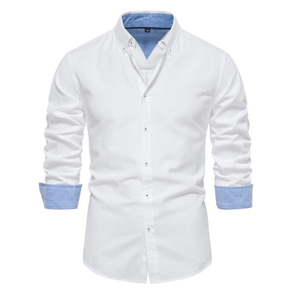 Men's Long Sleeve Dress Shirt Solid Color Slim Casual Business Formal Button Down Shirt