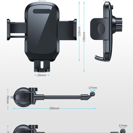 Car Phone Holder Mount, Long Arm Dashboard Windshield Phone Holder Strong Suction Cup Car Mount