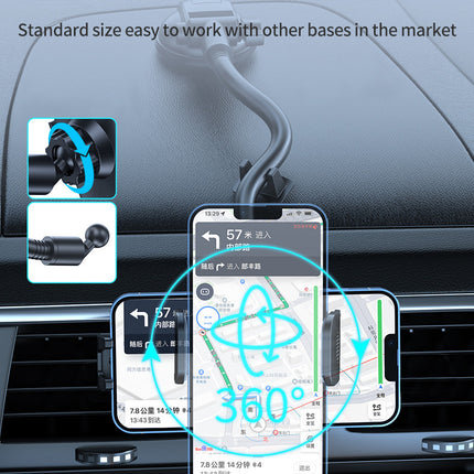 Car Phone Holder Mount, Long Arm Dashboard Windshield Phone Holder Strong Suction Cup Car Mount