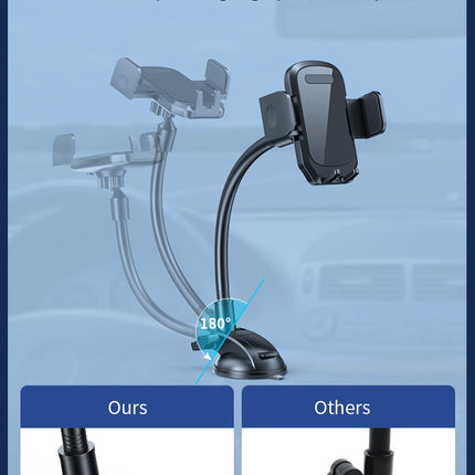 Car Phone Holder Mount, Long Arm Dashboard Windshield Phone Holder Strong Suction Cup Car Mount