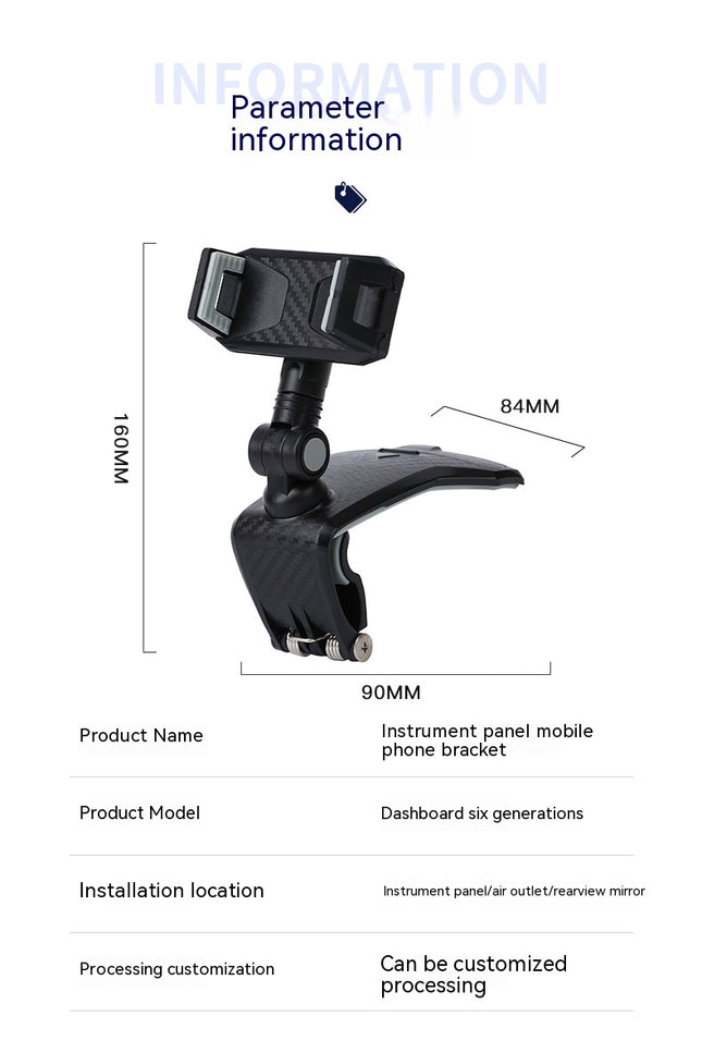Car Phone Mount Adjustable Dashboard Holder Universal Dashboard Clip Mount Car Phone Stand