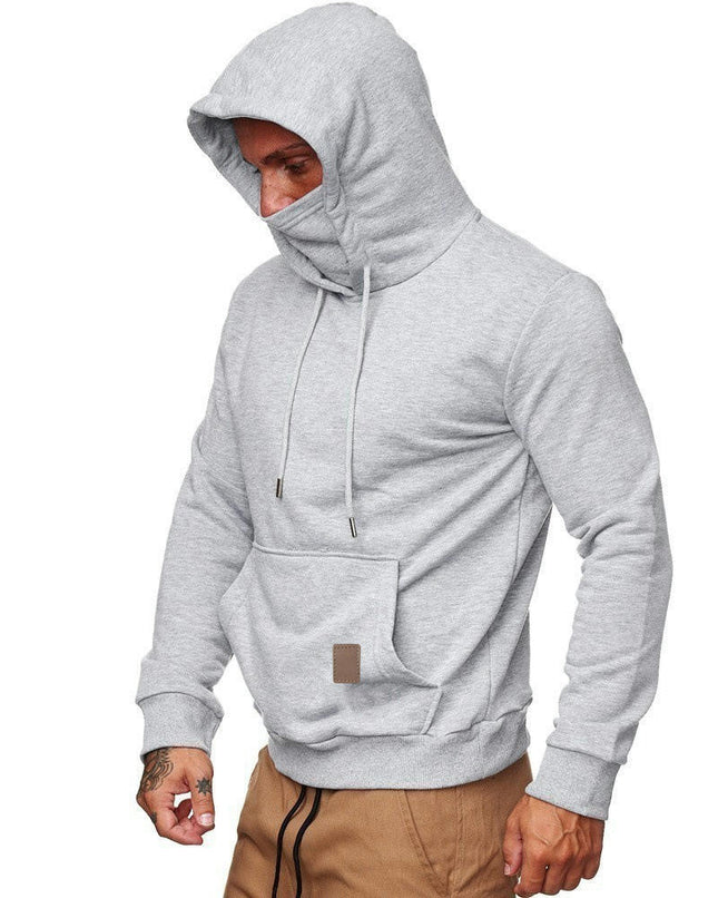 Men Casual Hooded Long Sleeve Hoodie Pullover with Mask Sweatshirt