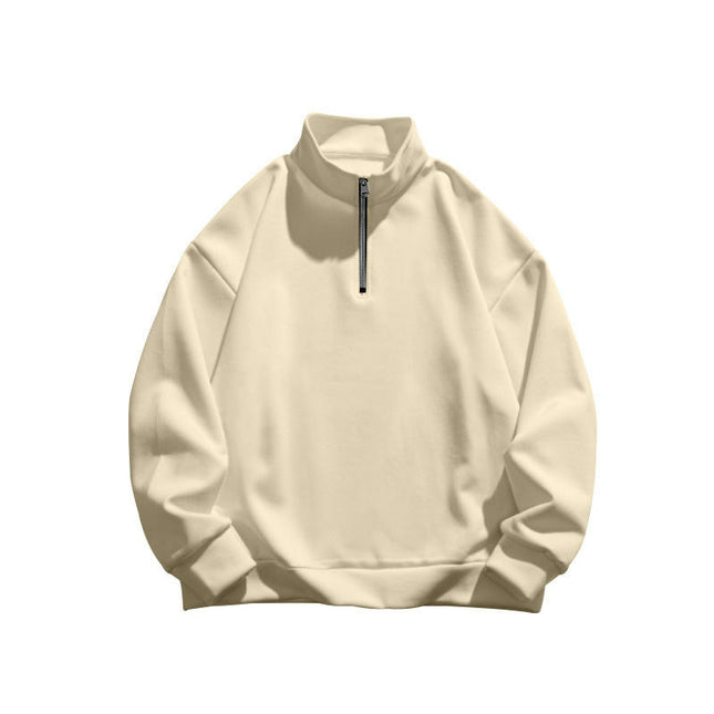 Men's 1/4 Zip Fleece Sweatshirt Casual Long Sleeve Band Collar Pullover Sweatshirts