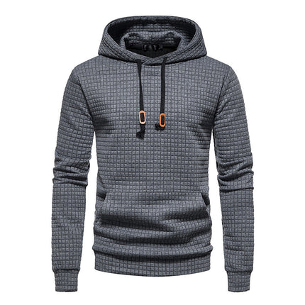 Men's Pullover Hoodie Long Sleeve Casual Square Pattern Sweatshirt