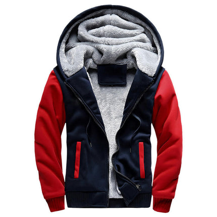 Men's Zip Up Plush Fleece Hoodies Long Sleeve Cardigan Casual Loose Sweatshirt