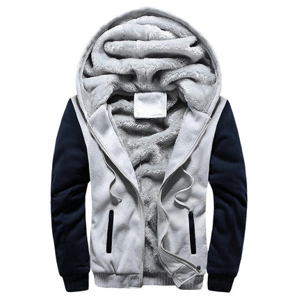 Men's Zip Up Plush Fleece Hoodies Long Sleeve Cardigan Casual Loose Sweatshirt