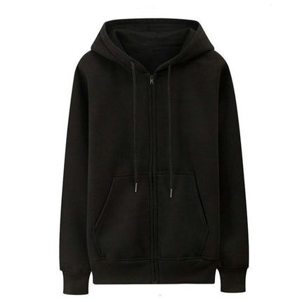 Men's Long Sleeve Solid Jacket Zip Fleece Lined Hoodie Casual Warm Sweatshirt with Pockets