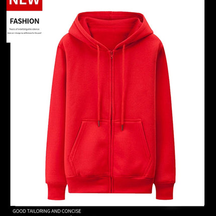 Men's Long Sleeve Solid Jacket Zip Fleece Lined Hoodie Casual Warm Sweatshirt with Pockets