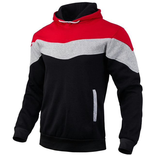 Men's Color Block Pullover Hoodie Long Sleeve Casual Sweatshirt with Pocket