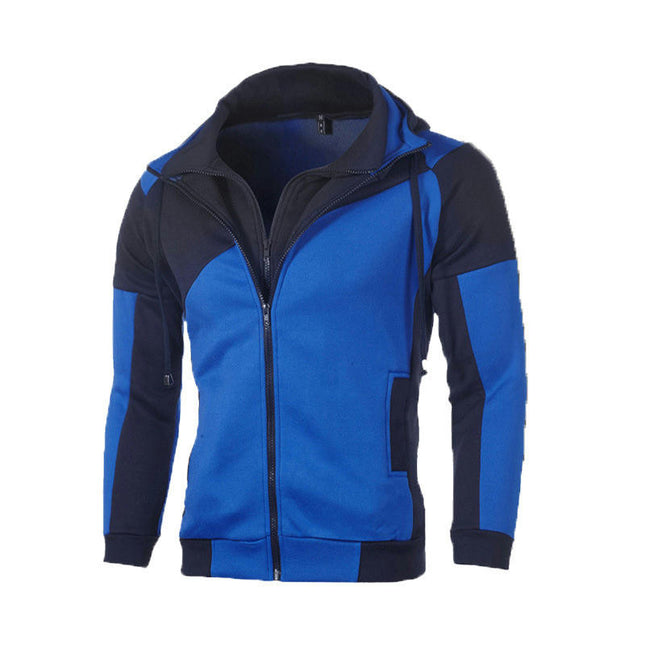 Men's Full Zip Hoodie Color Block hooded slim Fit Long Sleeve Sweatshirt