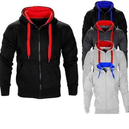 Men's Color Block Pullover Hoodie Casual Sweatshirts Full Zip Jacket with Pocket