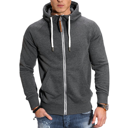 Men's Zip Up Hoodie Color Block Long Sleeve Casual Sport Sweatshirt with Pocket