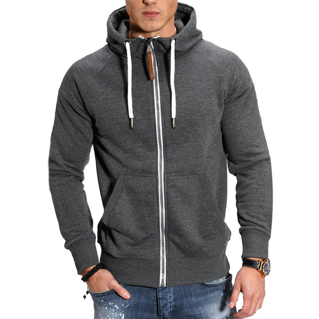 Men's Zip Up Hoodie Color Block Long Sleeve Casual Sport Sweatshirt with Pocket