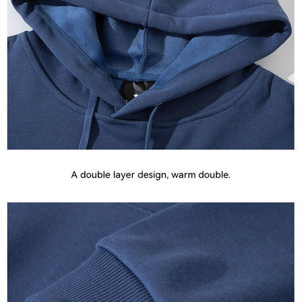 Men's Fleece Pullover Hoodie, Casual Hooded Sweatshirt Long Sleeve Drawstring with Pockets