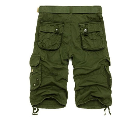 Men's Lightweight Multi Pocket Cotton Cargo Shorts,Twill Shorts with Zipper Pockets(No Belt)
