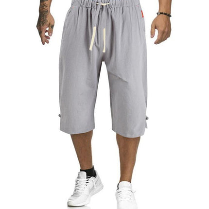 Men's Casual Linen Short Drawstring Summer Beach Shorts
