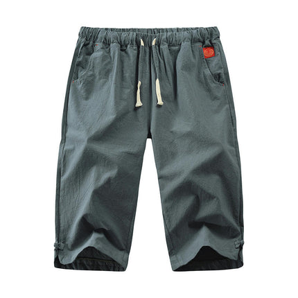 Men's Casual Linen Short Drawstring Summer Beach Shorts