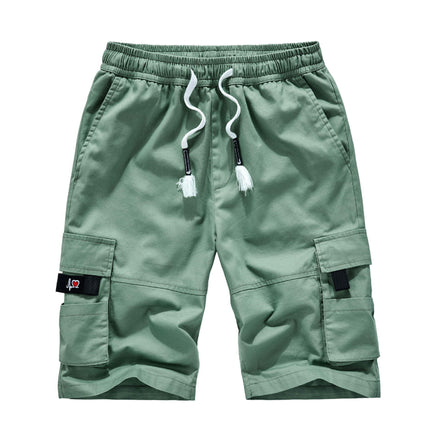 Men's Cargo Shorts Elastic Waist Relaxed Fit Cotton Shorts Multi-Pockets